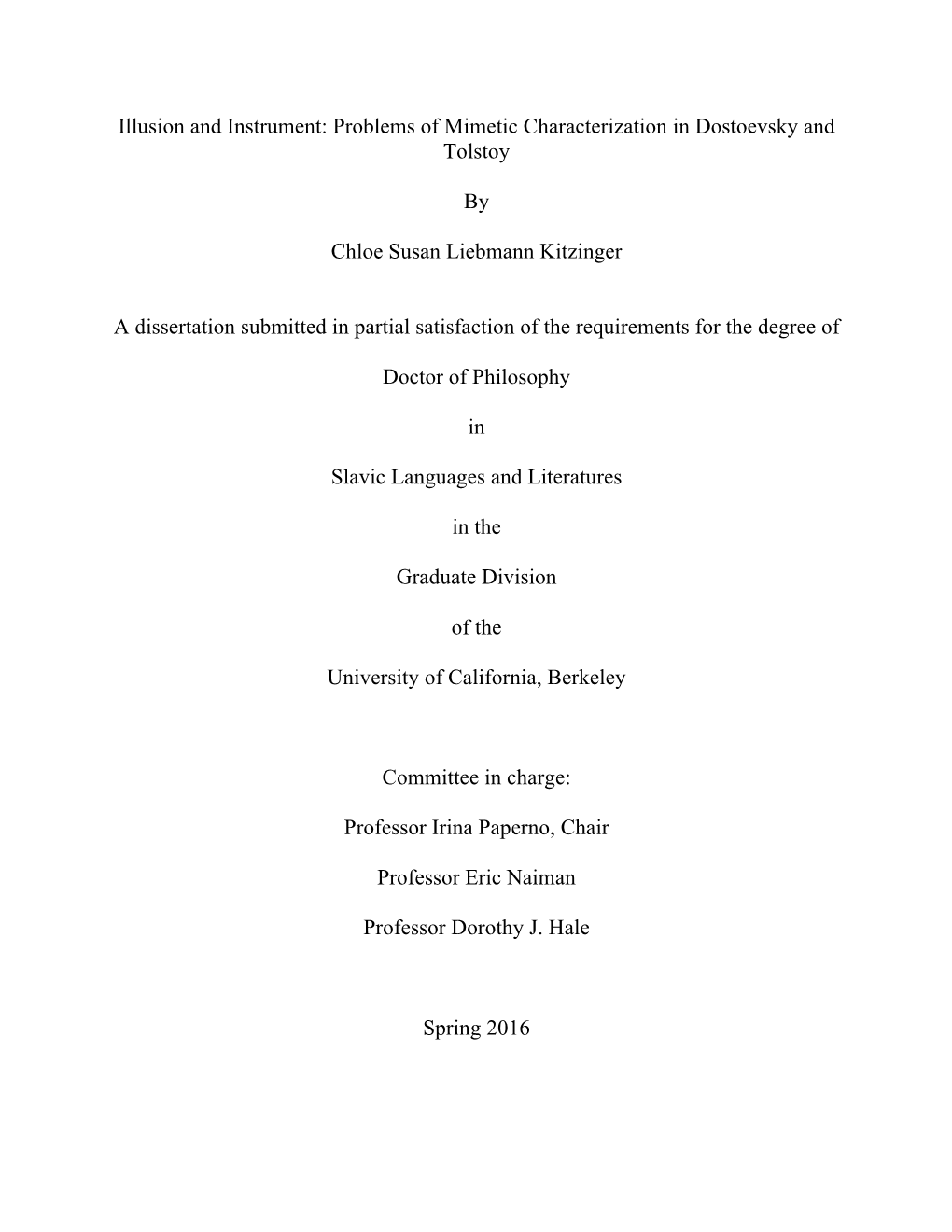 Problems of Mimetic Characterization in Dostoevsky and Tolstoy