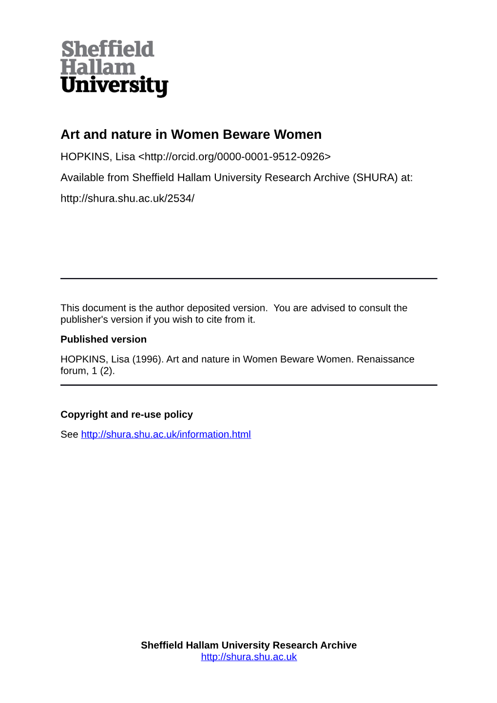 Art and Nature in Women Beware Women