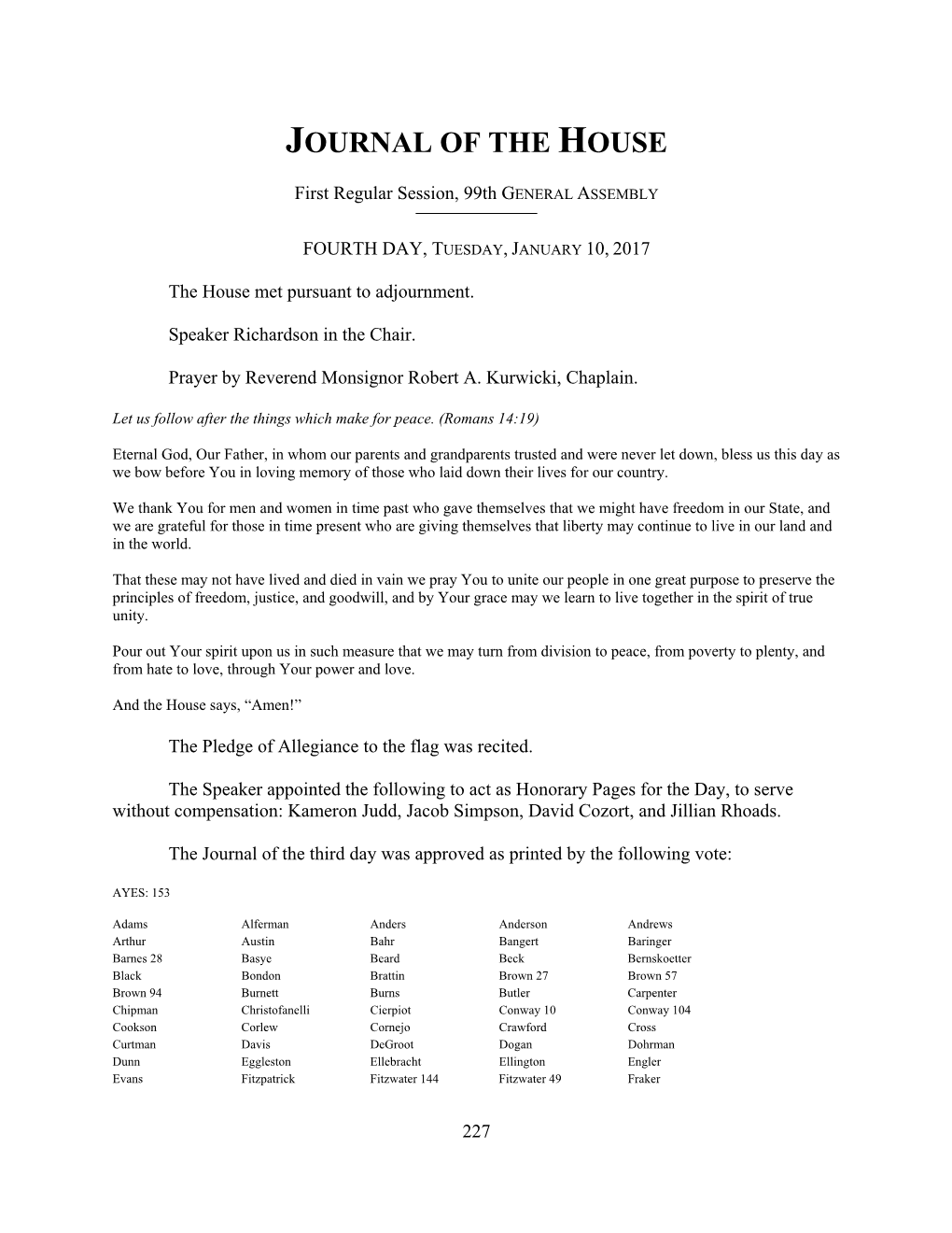 Journal of the House