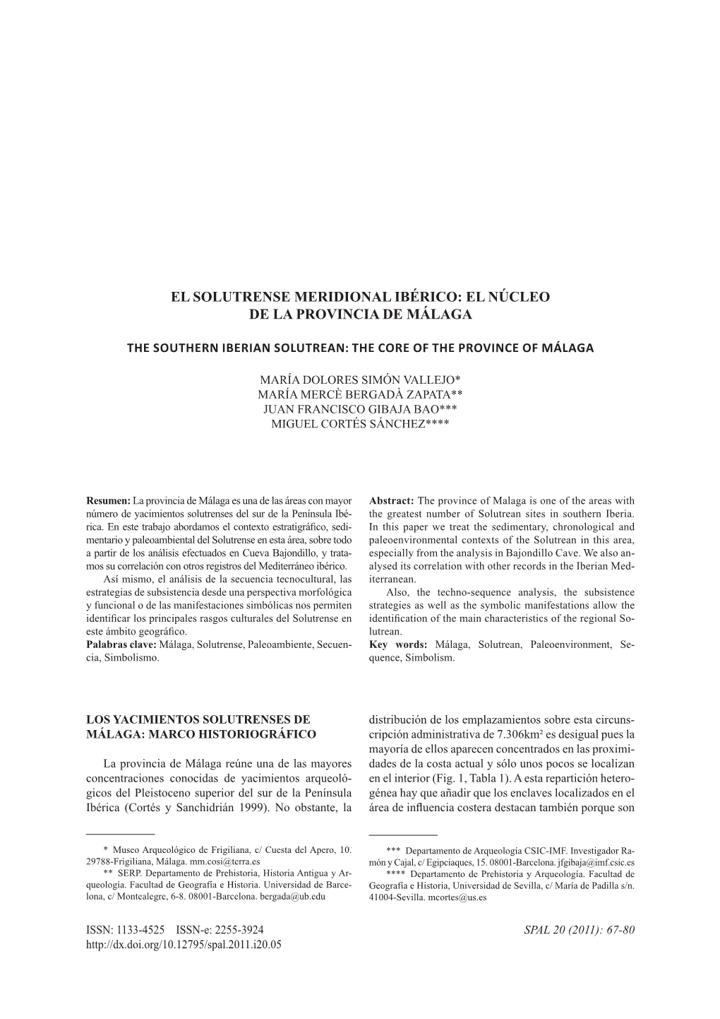 El Solutrense Meridional Ibérico: El Núcleo De La Provincia De Málaga