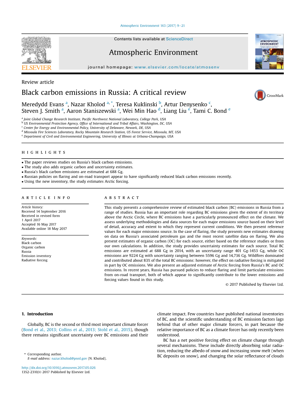 Black Carbon Emissions in Russia: a Critical Review