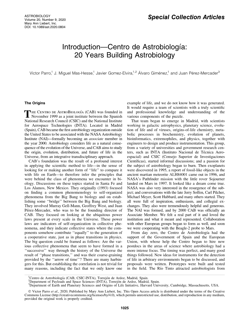 20 Years Building Astrobiology