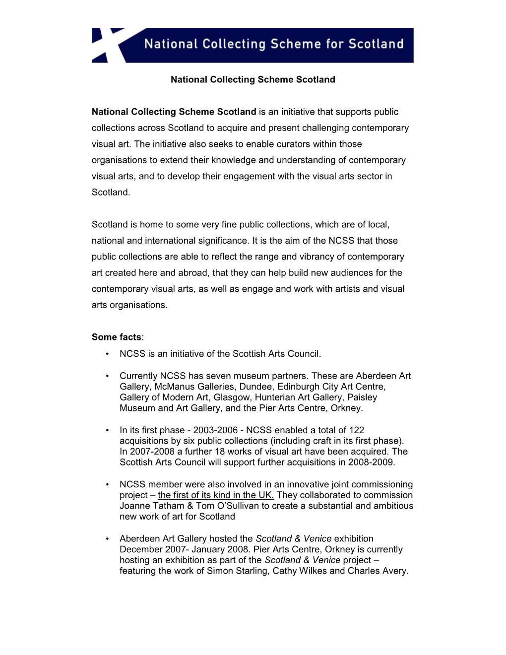 National Collecting Scheme Scotland National