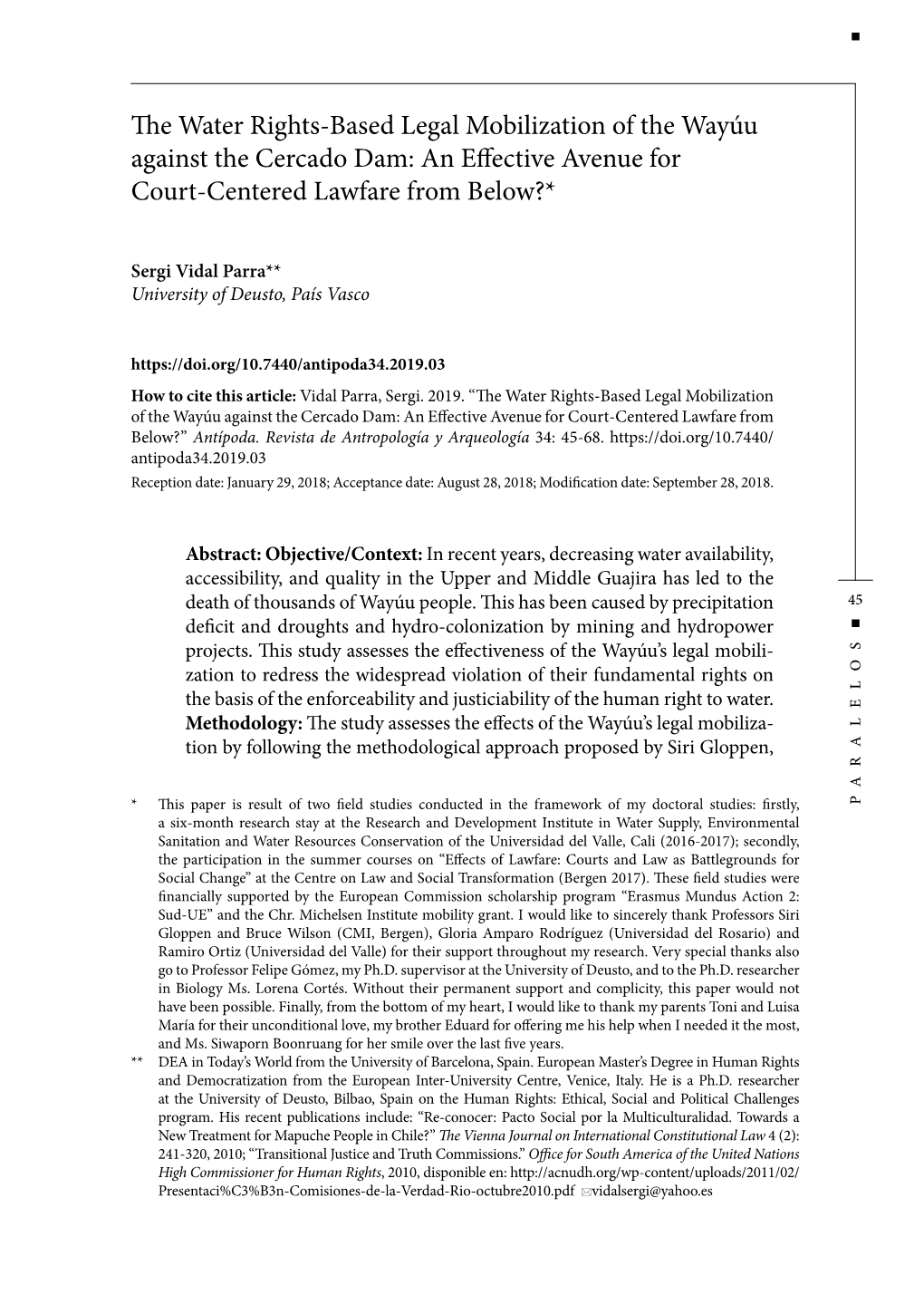 The Water Rights-Based Legal Mobilization of the Wayúu Against the Cercado Dam: an Effective Avenue for Court-Centered Lawfare from Below?*