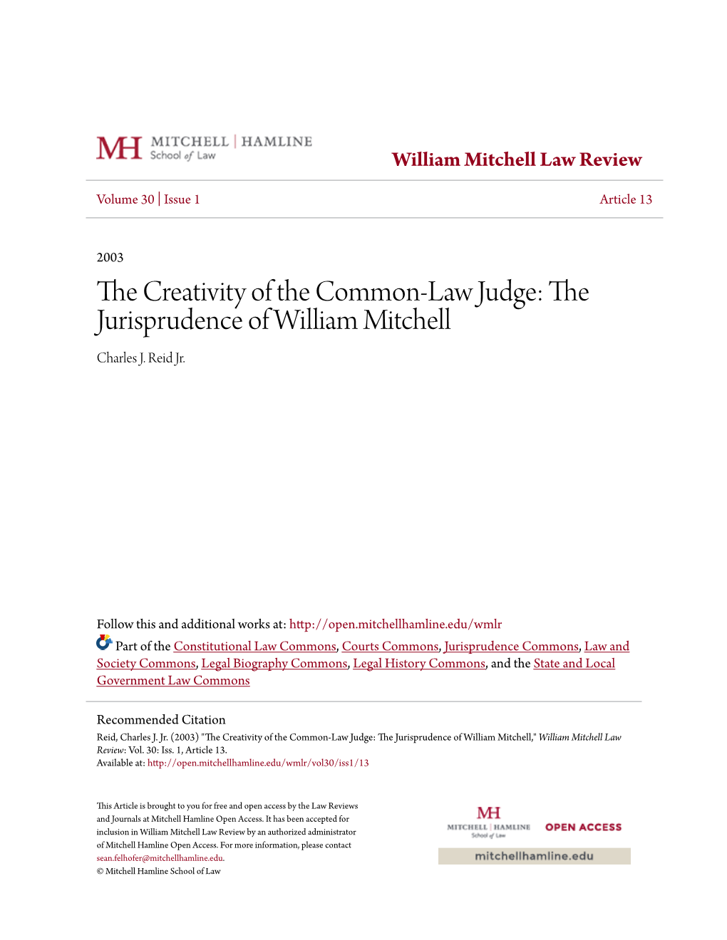 The Creativity of the Common-Law Judge: the Jurisprudence of Will