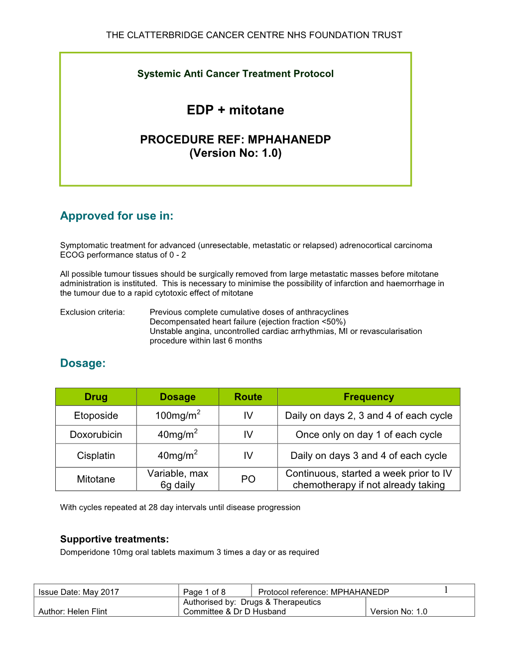 EDP & Mitotane Protocol