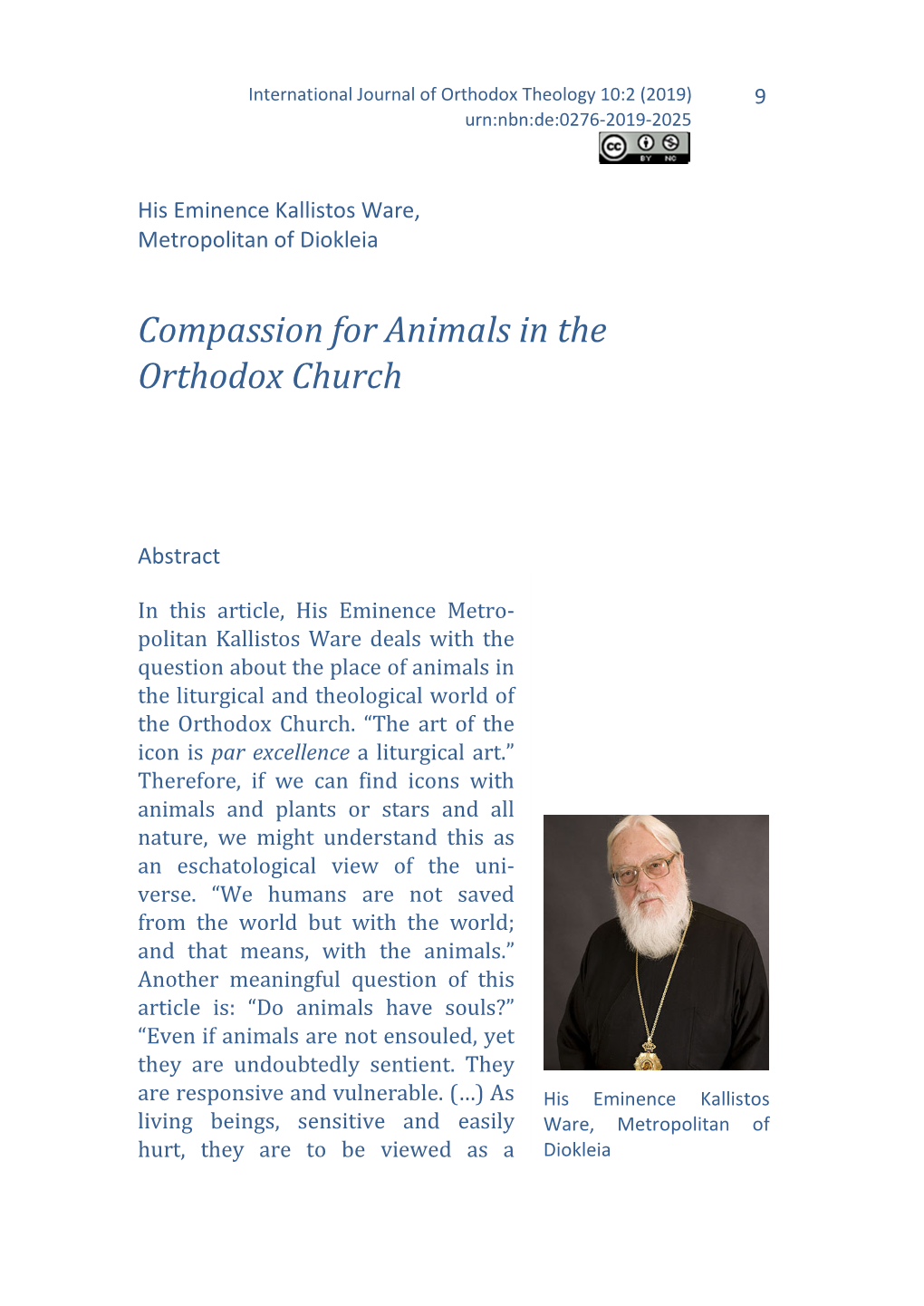 Compassion for Animals in the Orthodox Church