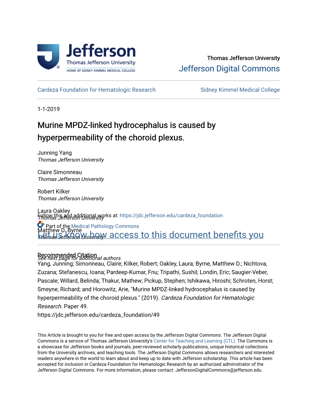 Murine MPDZ-Linked Hydrocephalus Is Caused by Hyperpermeability of the Choroid Plexus