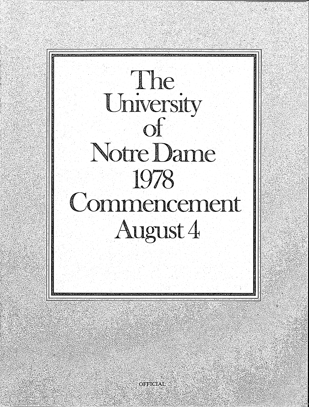 University of Notre Dame Commencement Program