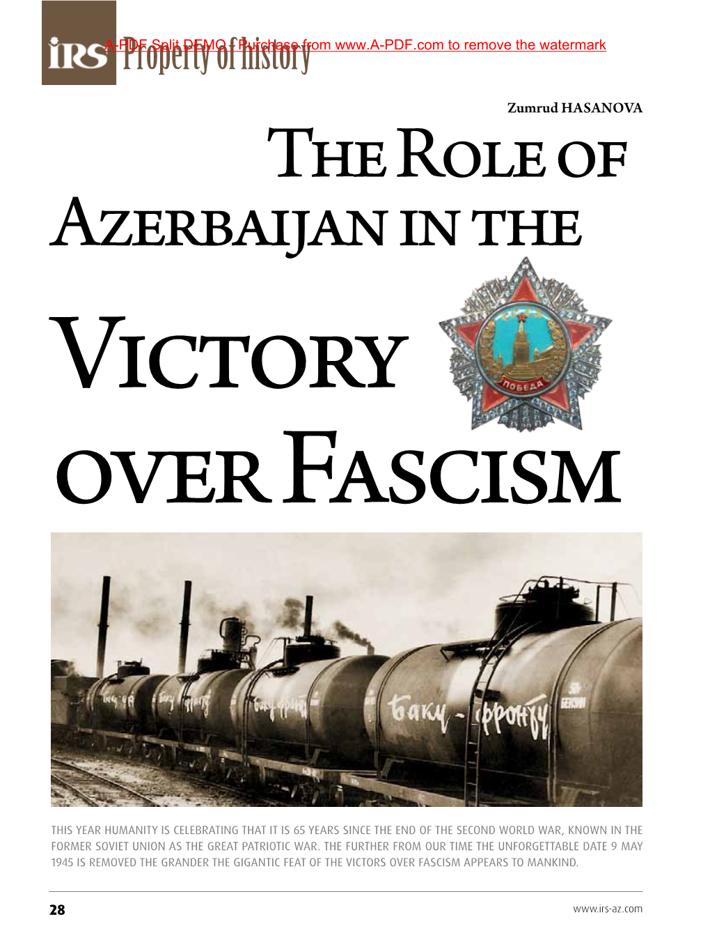 The Role of Azerbaijan in the Victory Over Fascism