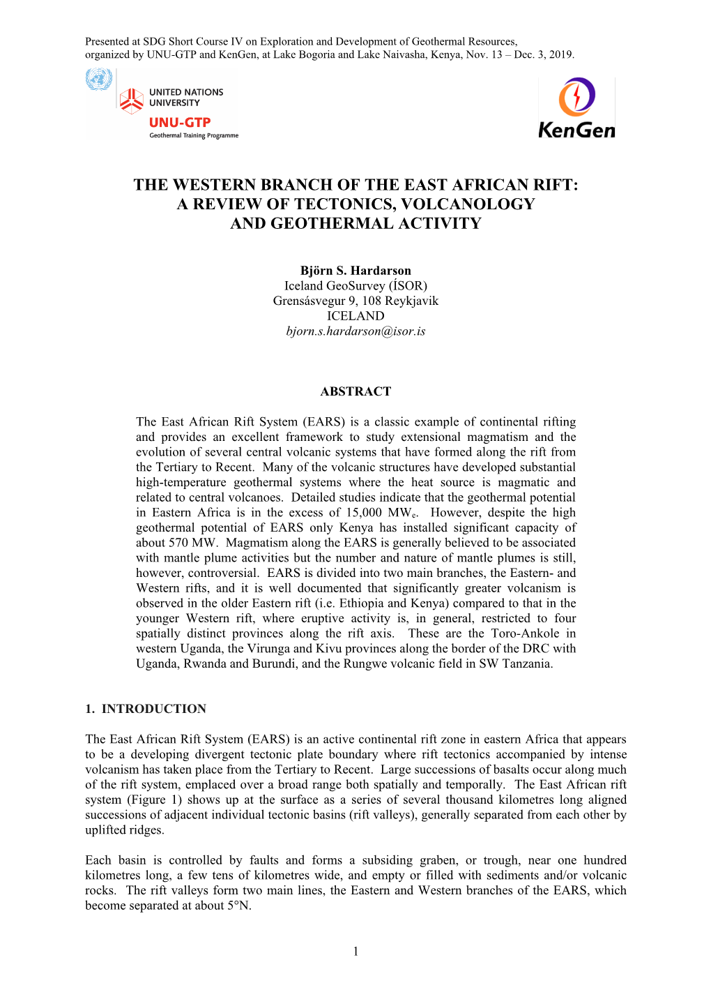 The Western Branch of the East African Rift: a Review of Tectonics, Volcanology and Geothermal Activity