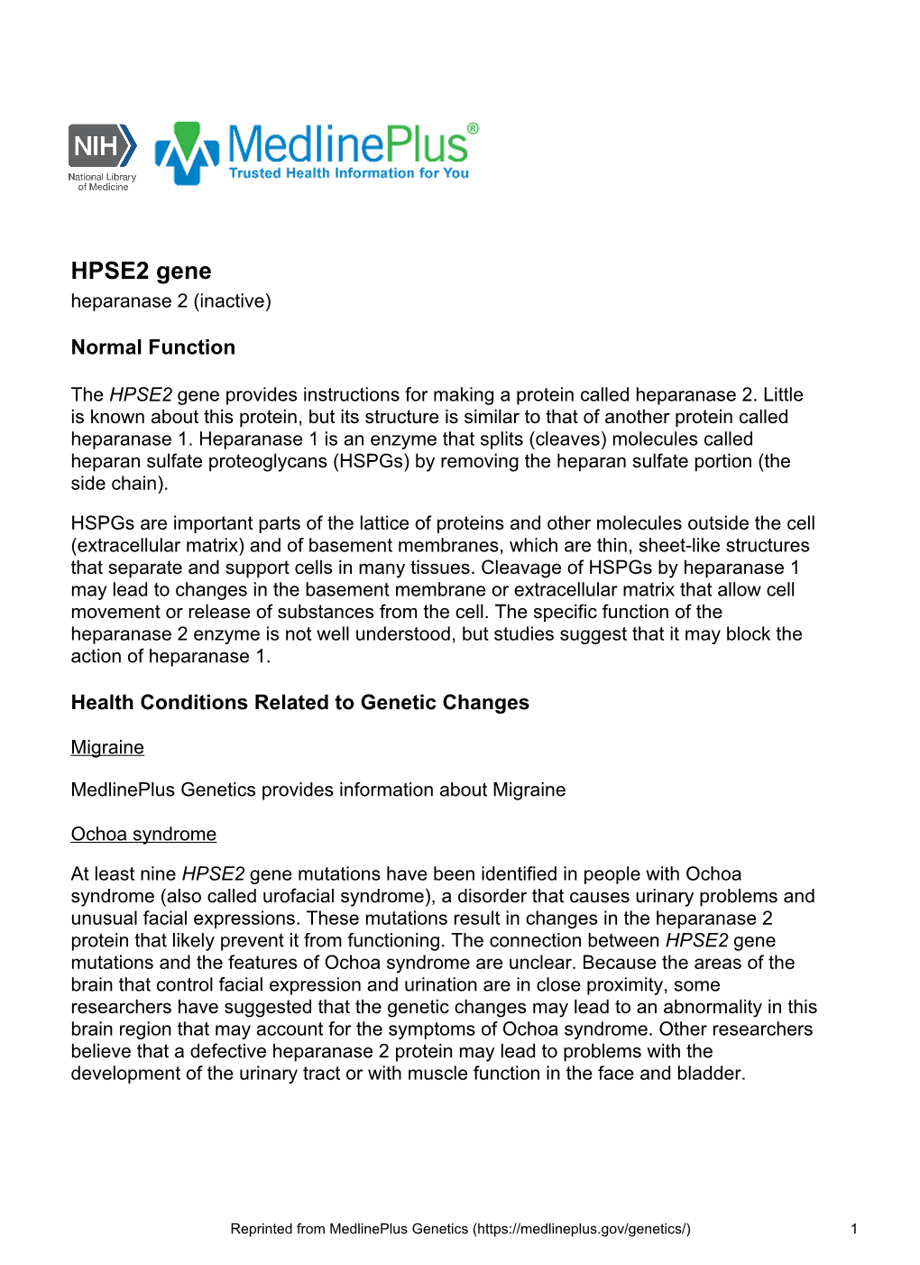 HPSE2 Gene Heparanase 2 (Inactive)