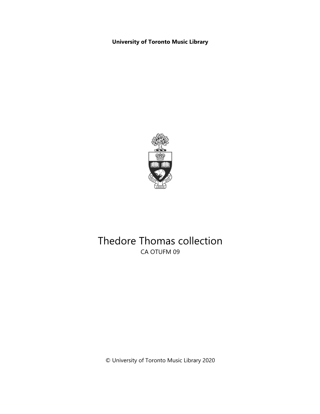 Theodore Thomas Collection: Finding