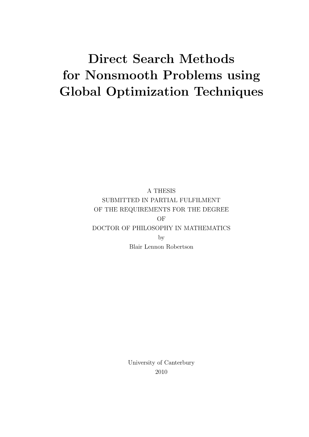 Direct Search Methods for Nonsmooth Problems Using Global Optimization Techniques