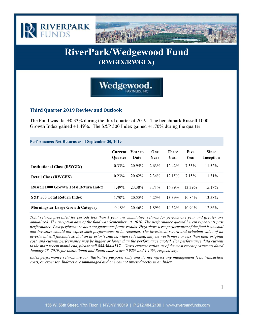 Riverpark/Wedgewood Fund (RWGIX/RWGFX)