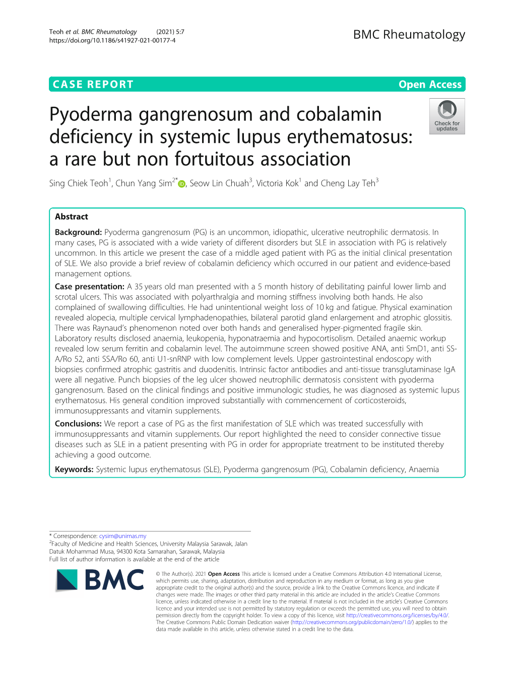 Pyoderma Gangrenosum and Cobalamin