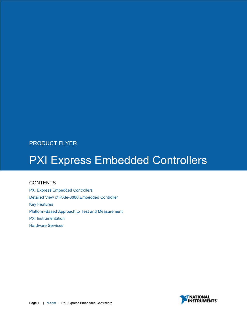 PXI Express Embedded Controllers Product Flyer