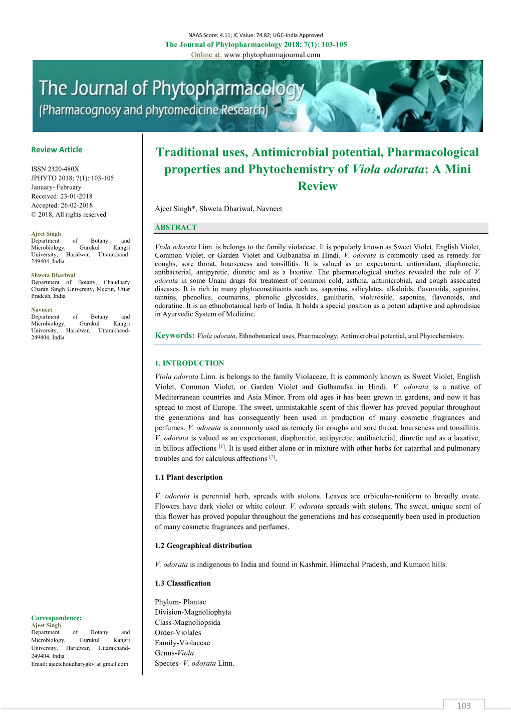 Traditional Uses, Antimicrobial Potential, Pharmacological