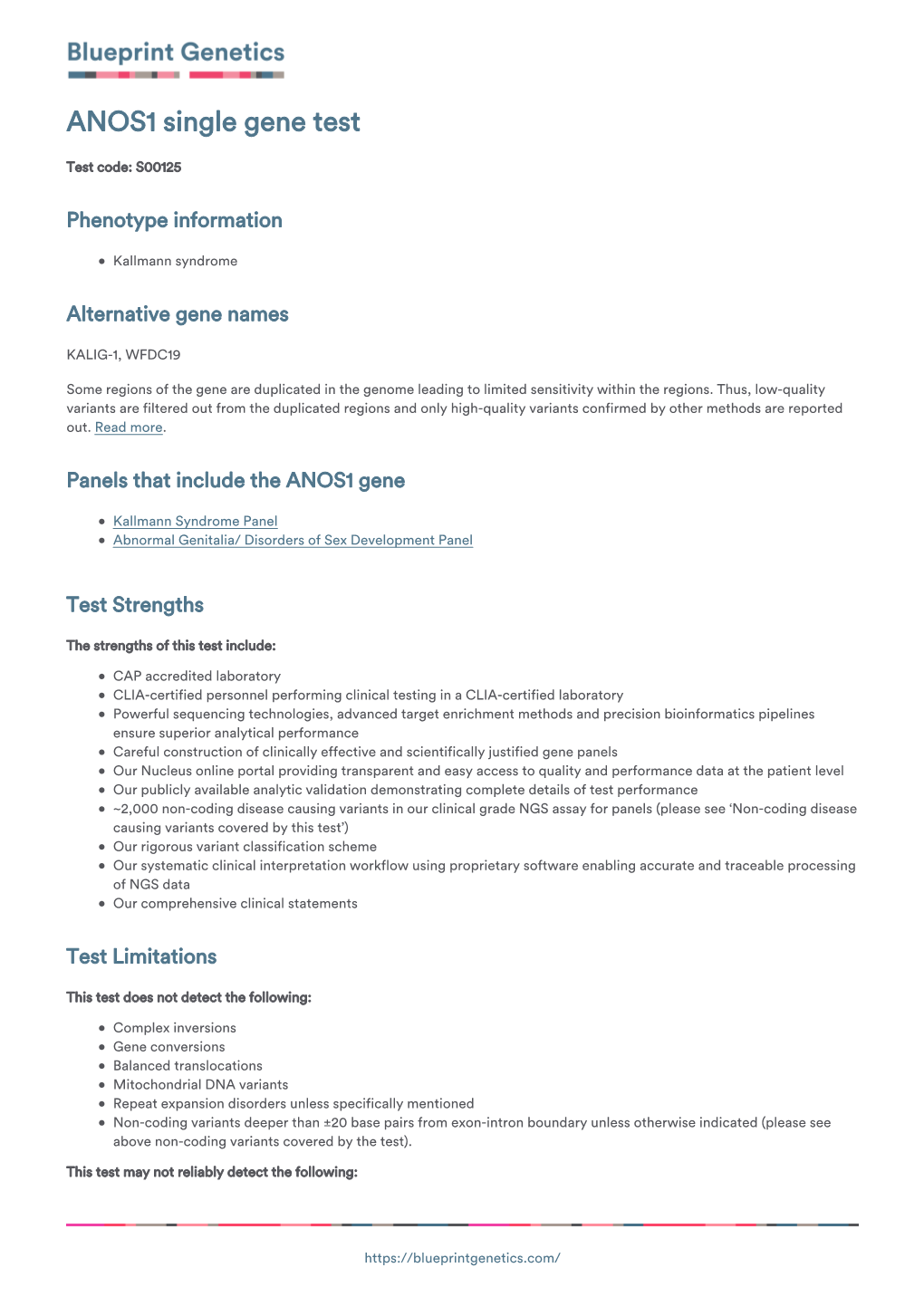 Blueprint Genetics ANOS1 Single Gene Test