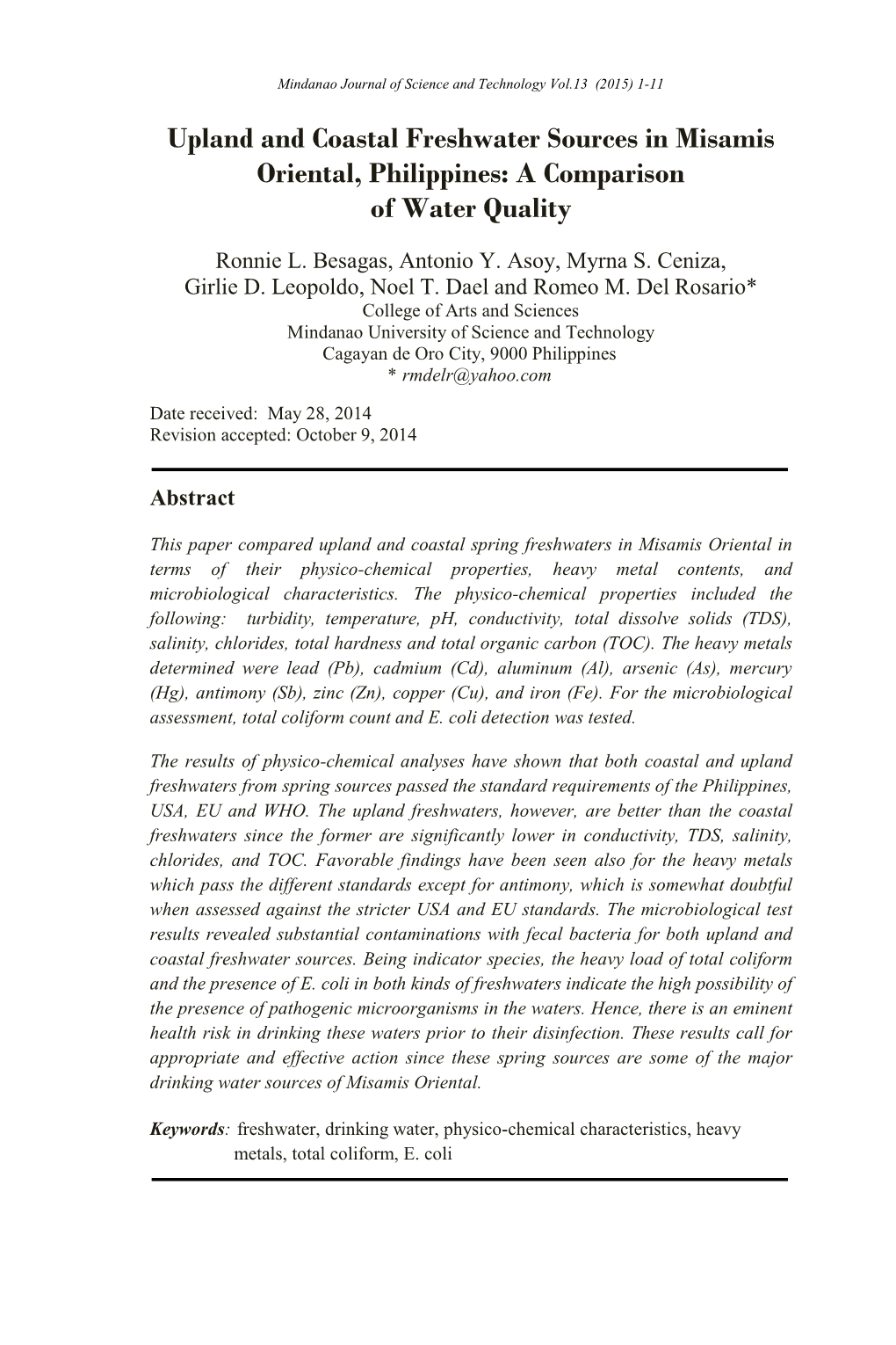 Physico-Chemical Analysis and Morphometric Variability Within And