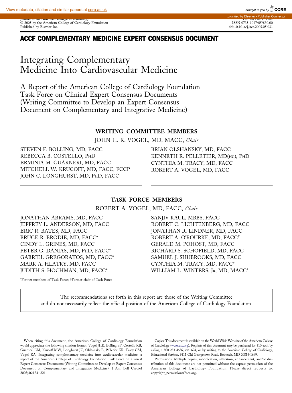 Integrating Complementary Medicine Into Cardiovascular Medicine