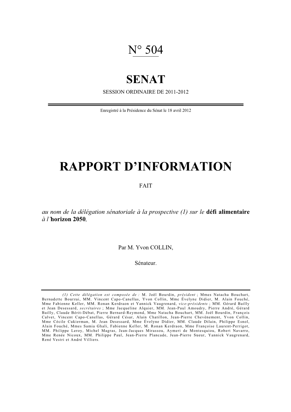 Rapport D'information