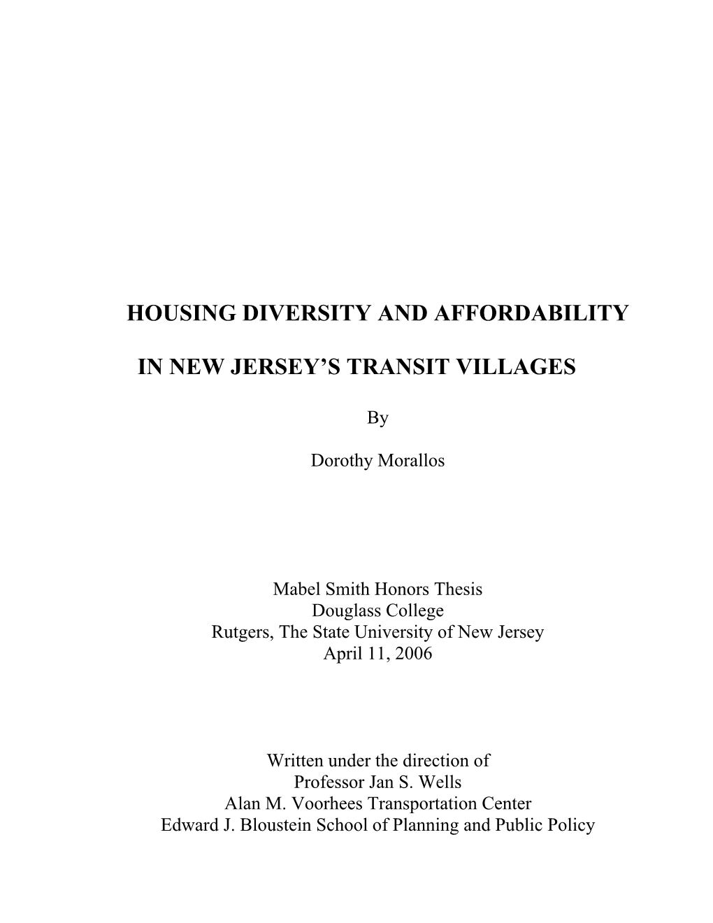 Housing Diversity and Affordability in New