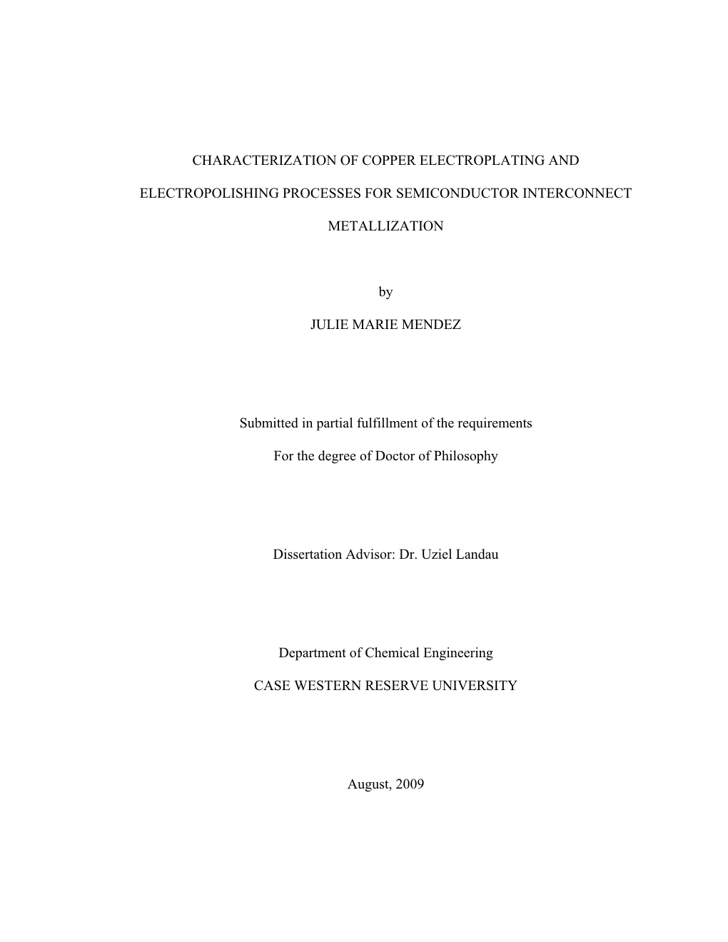 Characterization of Copper Electroplating And