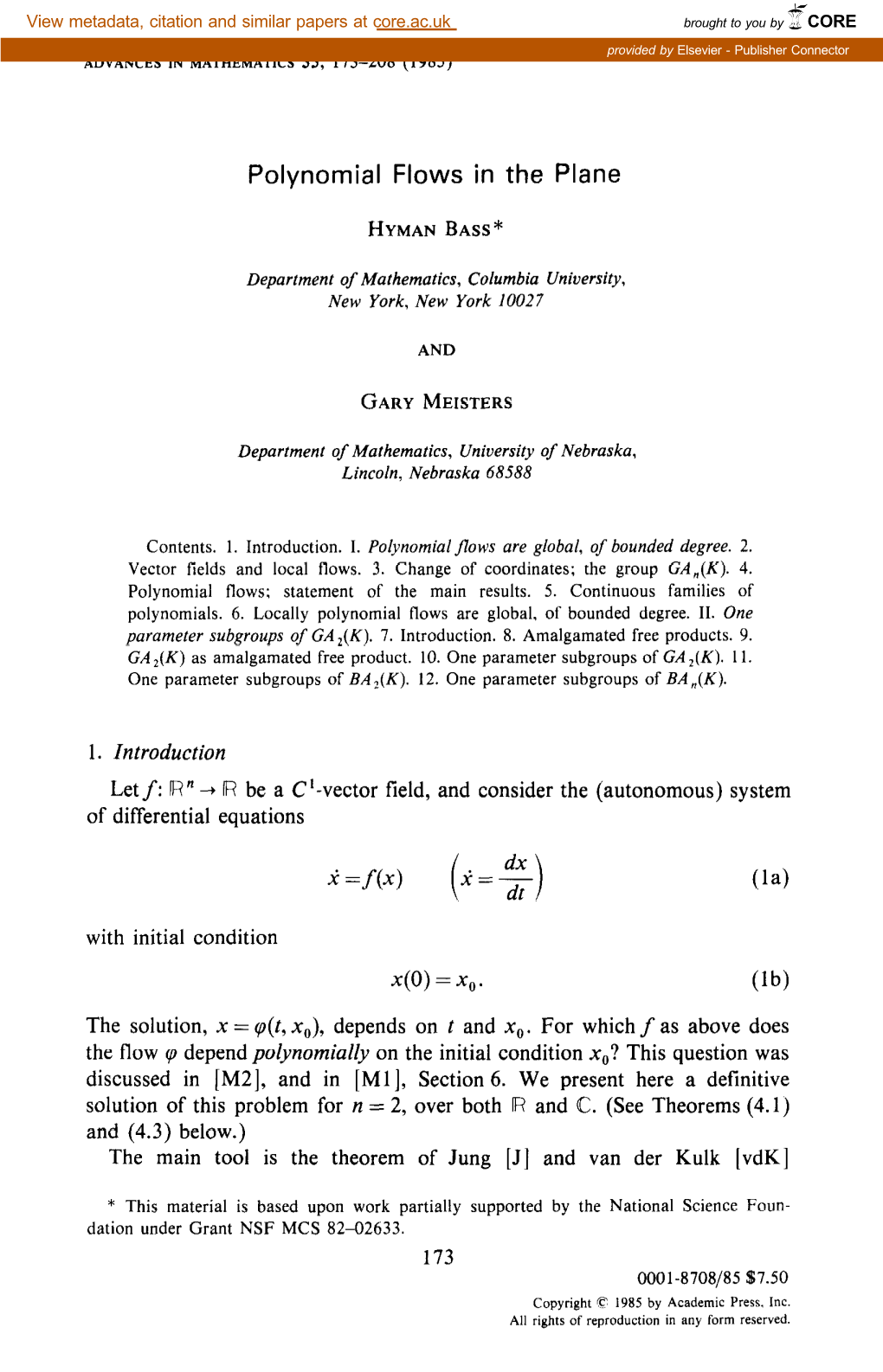 Polynomial Flows in the Plane