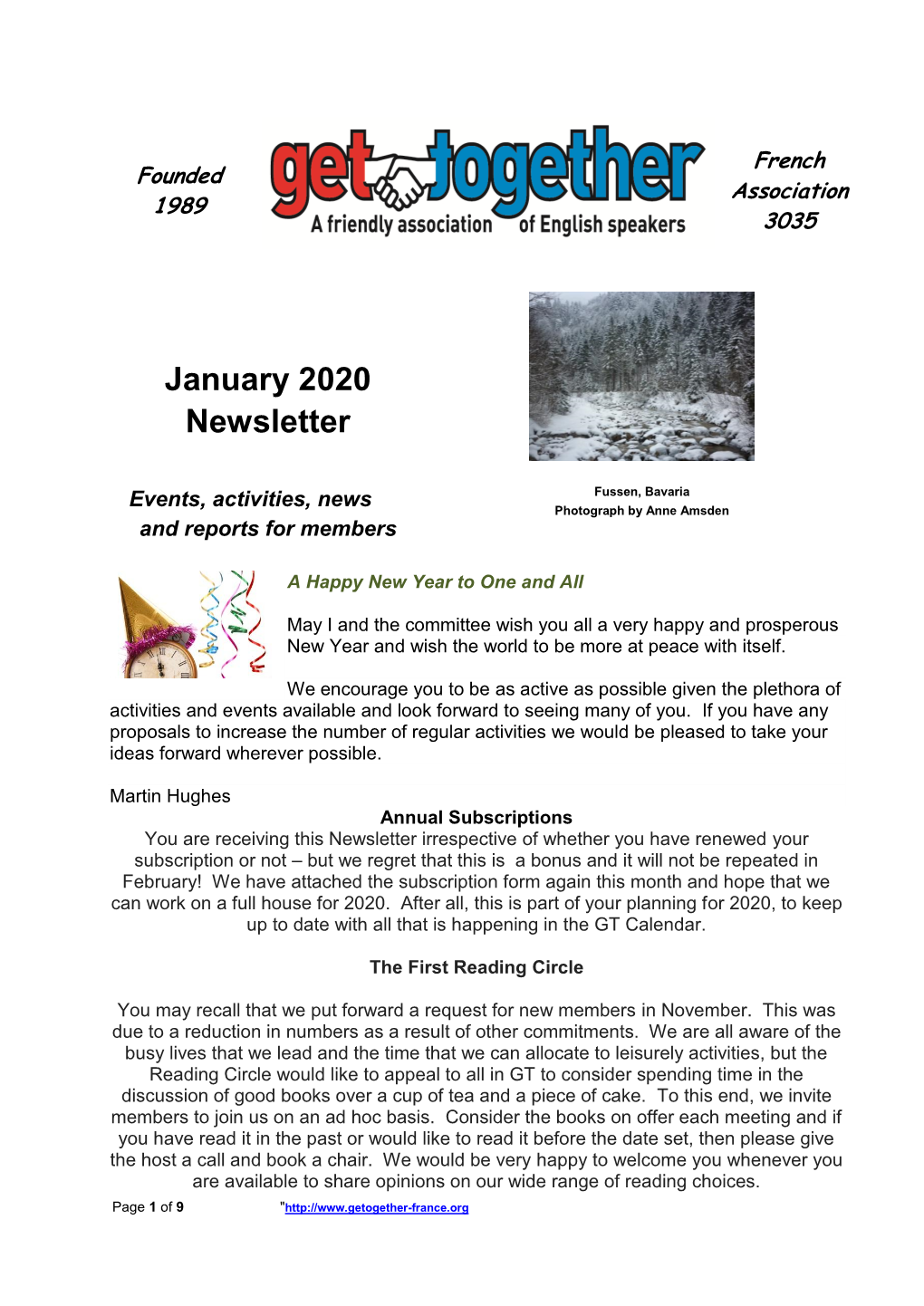 January 2020 Newsletter