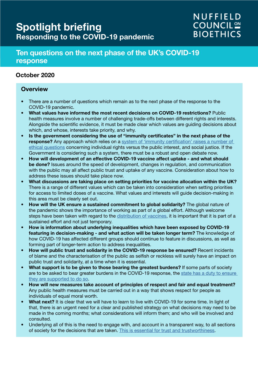 Spotlight Briefing Note