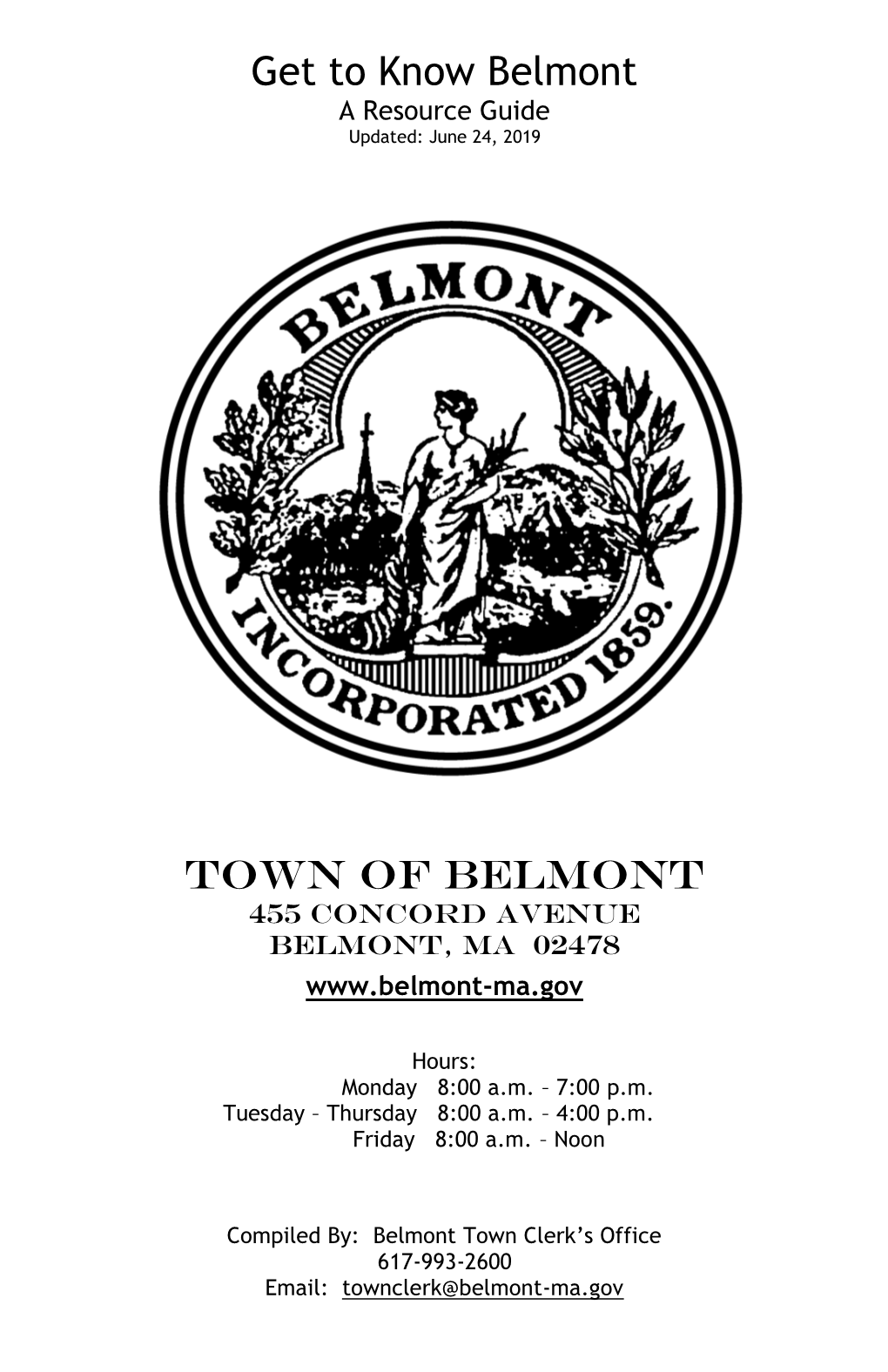 Get to Know Belmont a Resource Guide Updated: June 24, 2019