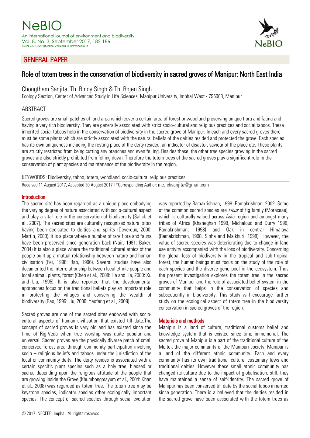 GENERAL PAPER Role of Totem Trees in the Conservation Of