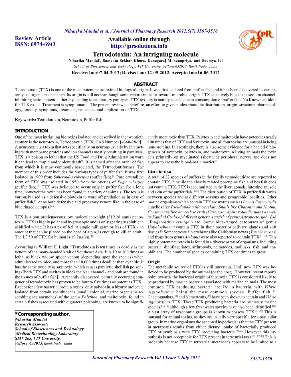 Tetrodotoxin