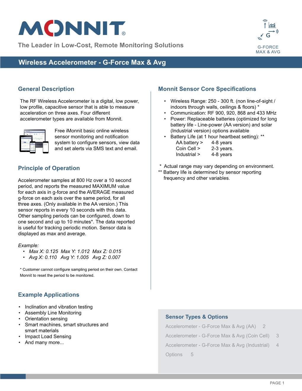 Wireless Accelerometer - G-Force Max & Avg