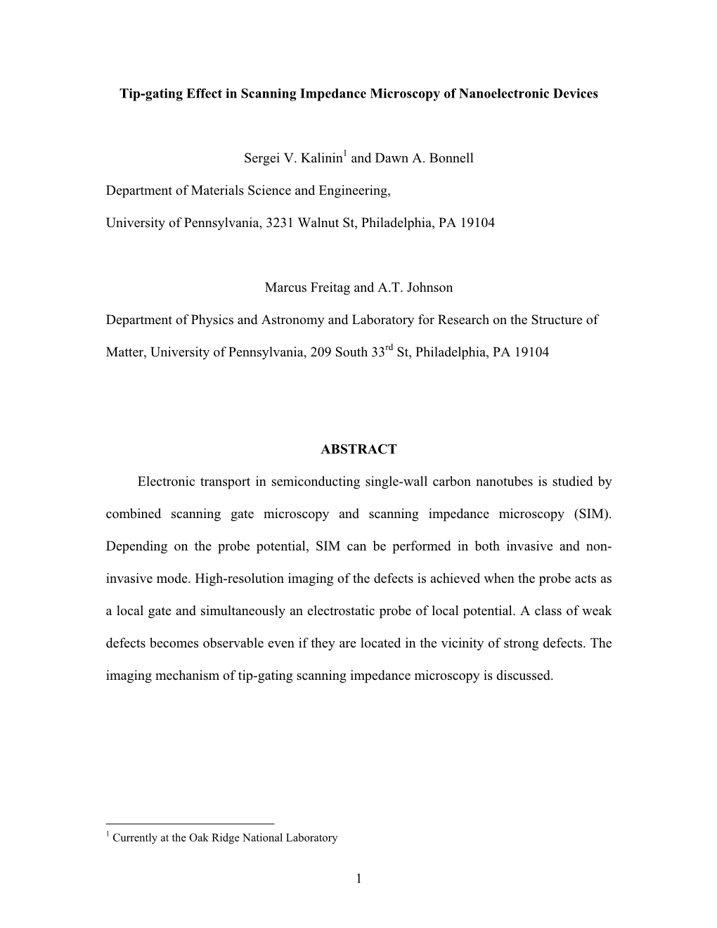 1 Tip-Gating Effect in Scanning Impedance Microscopy Of