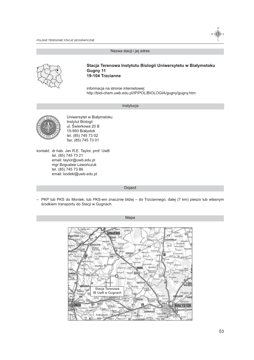 53 Stacja Terenowa Instytutu Biologii Uniwersytetu W Białymstoku Gugny