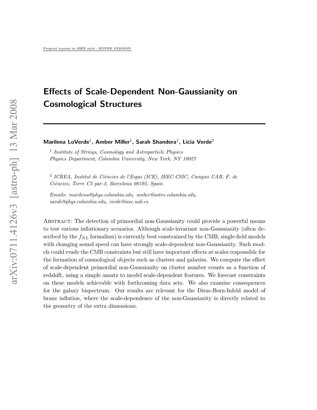 Effects of Scale-Dependent Non-Gaussianity on Cosmological