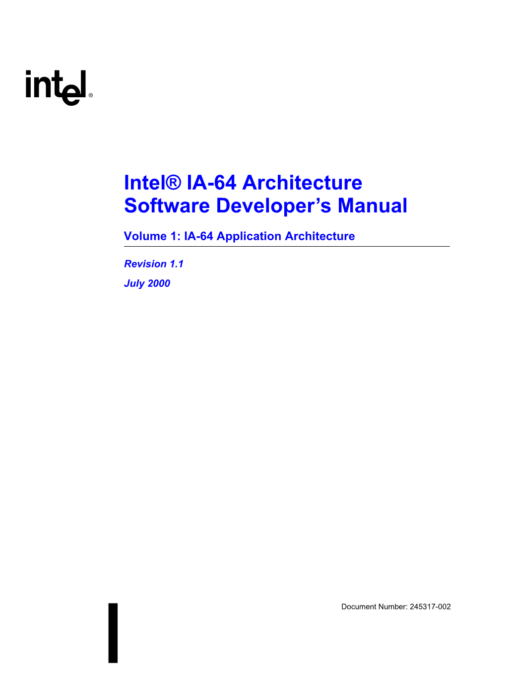 Intel® IA-64 Architecture Software Developer's Manual