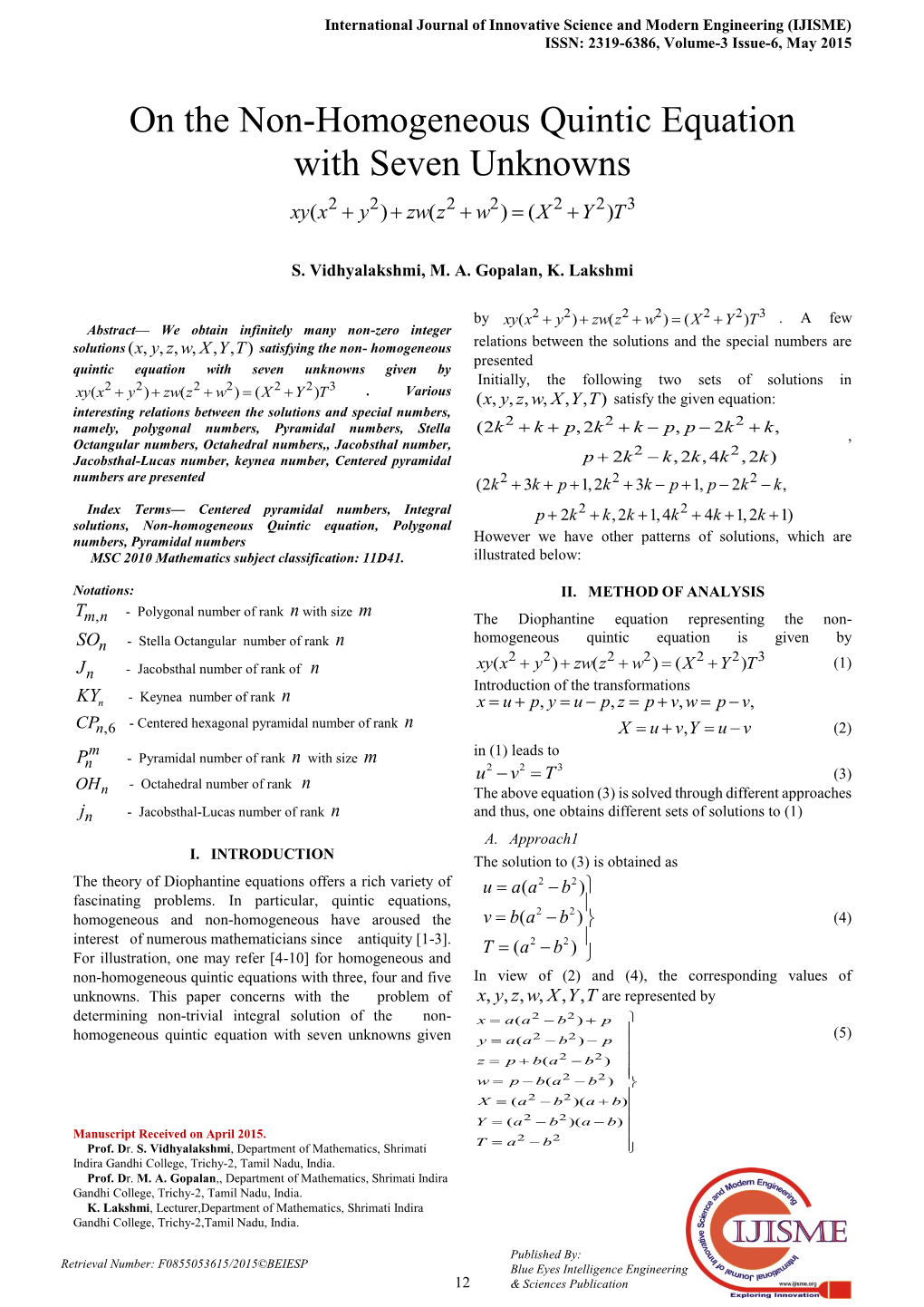 On the Non-Homogeneous Quintic Equation with Seven Unknowns