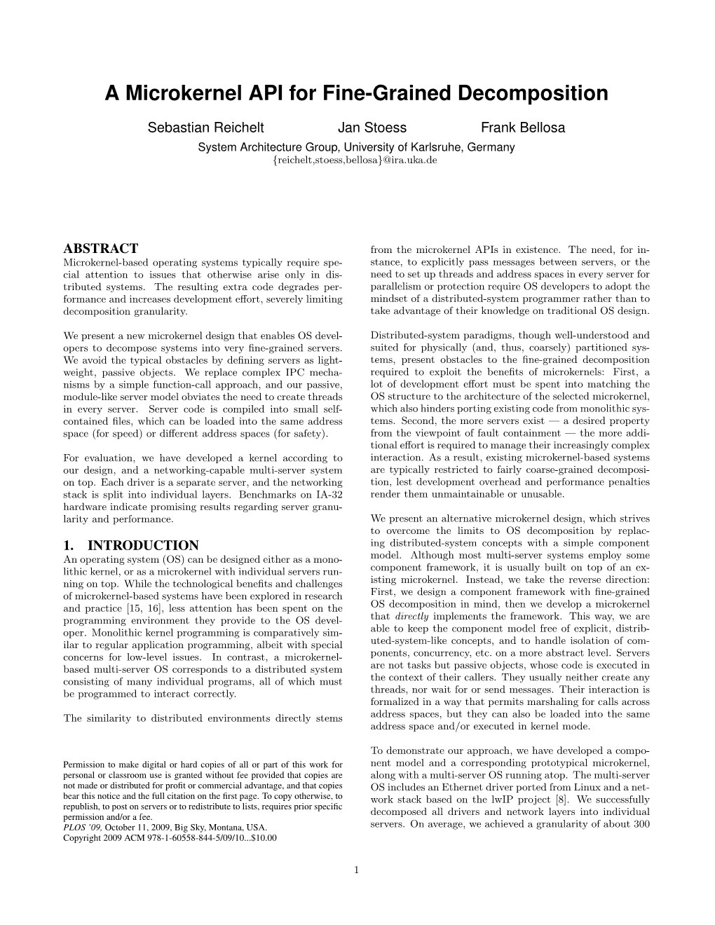 A Microkernel API for Fine-Grained Decomposition