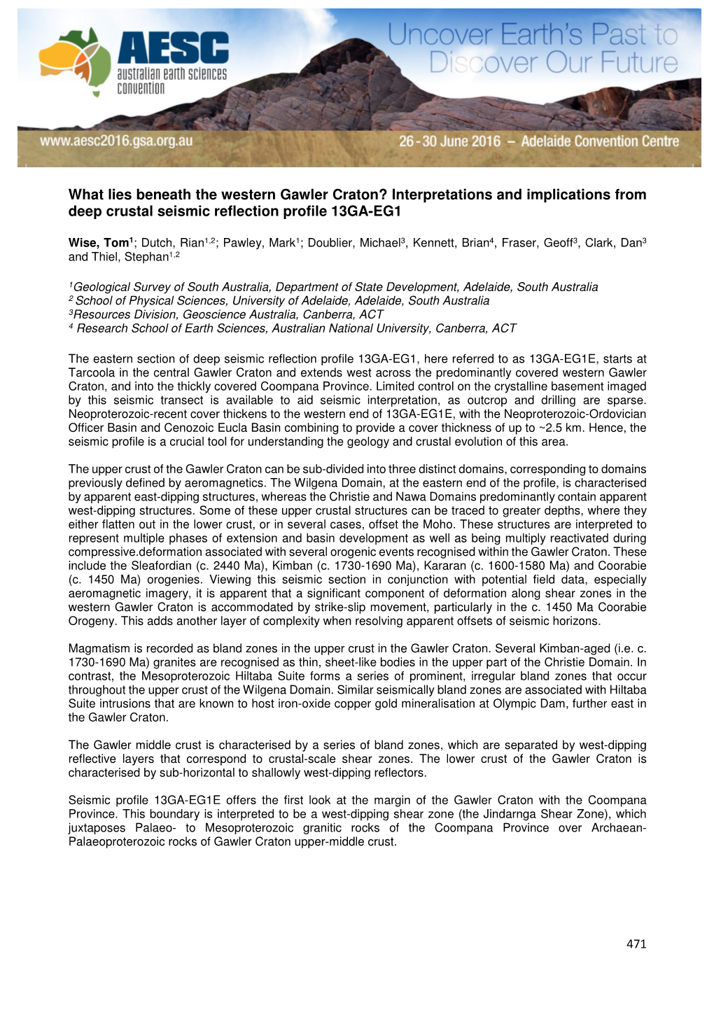 What Lies Beneath the Western Gawler Craton? Interpretations and Implications from Deep Crustal Seismic Reflection Profile 13GA-EG1