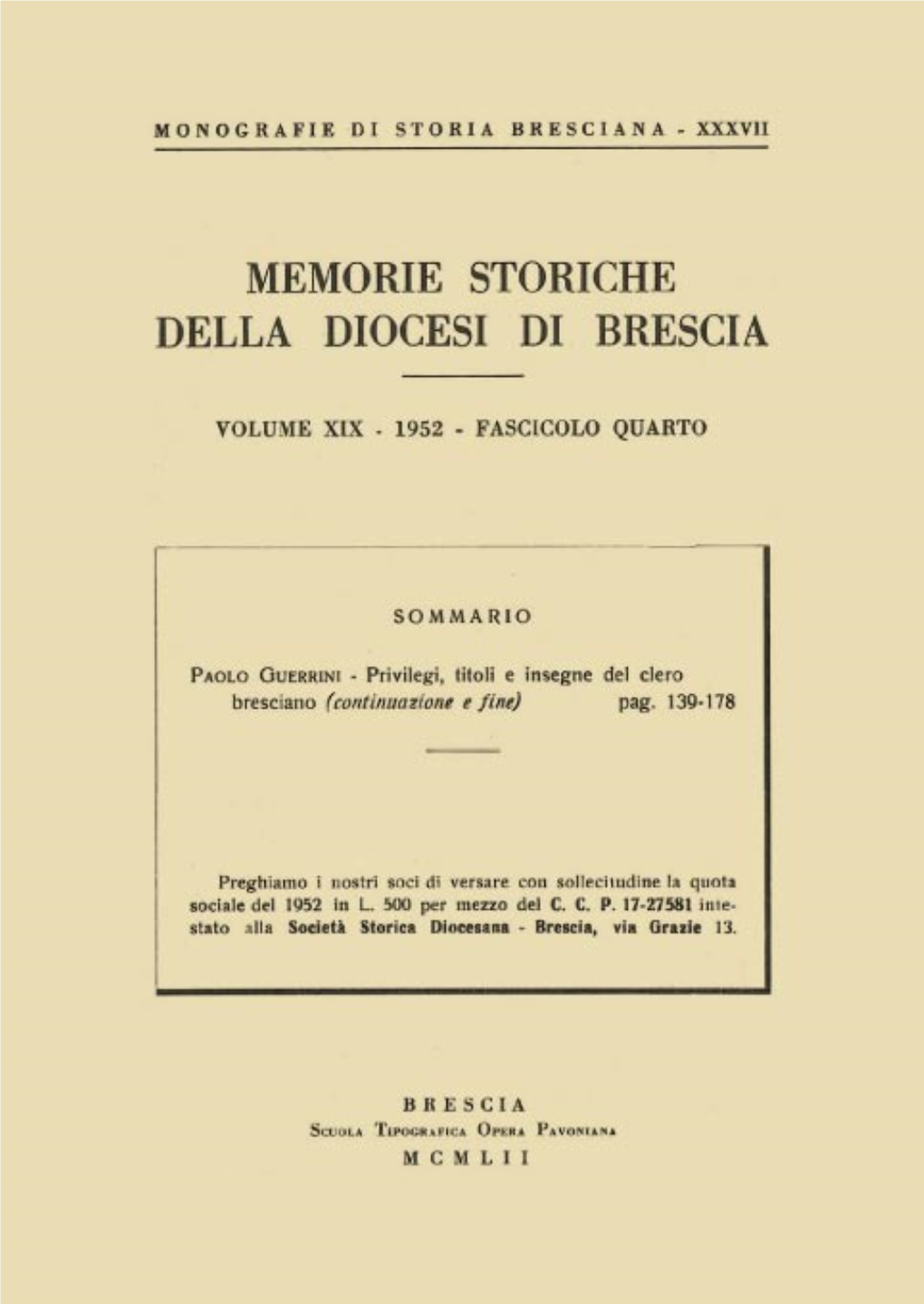 Memorie Storiche Della Diocesi Di Brescia