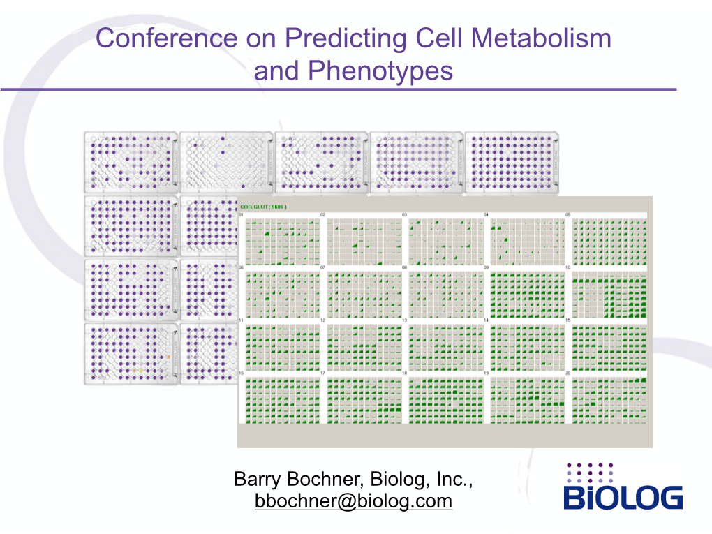 Conference on Predicting Cell Metabolism and Phenotypes