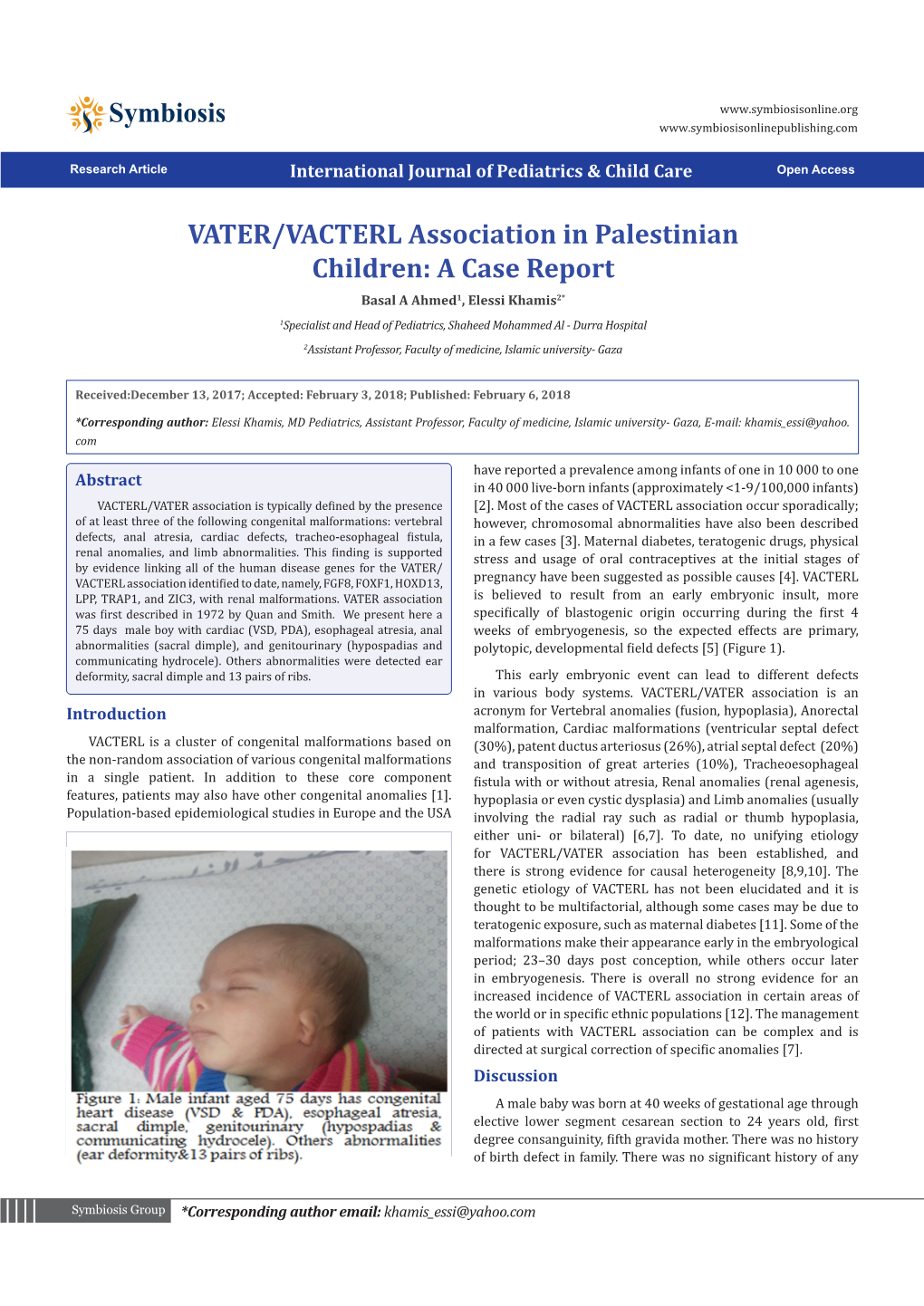 VATER/VACTERL Association in Palestinian Children: a Case Report
