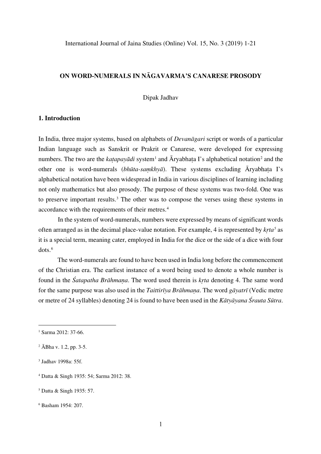 On Word-Numerals in Nāgavarma's Canarese Prosody | IJJS