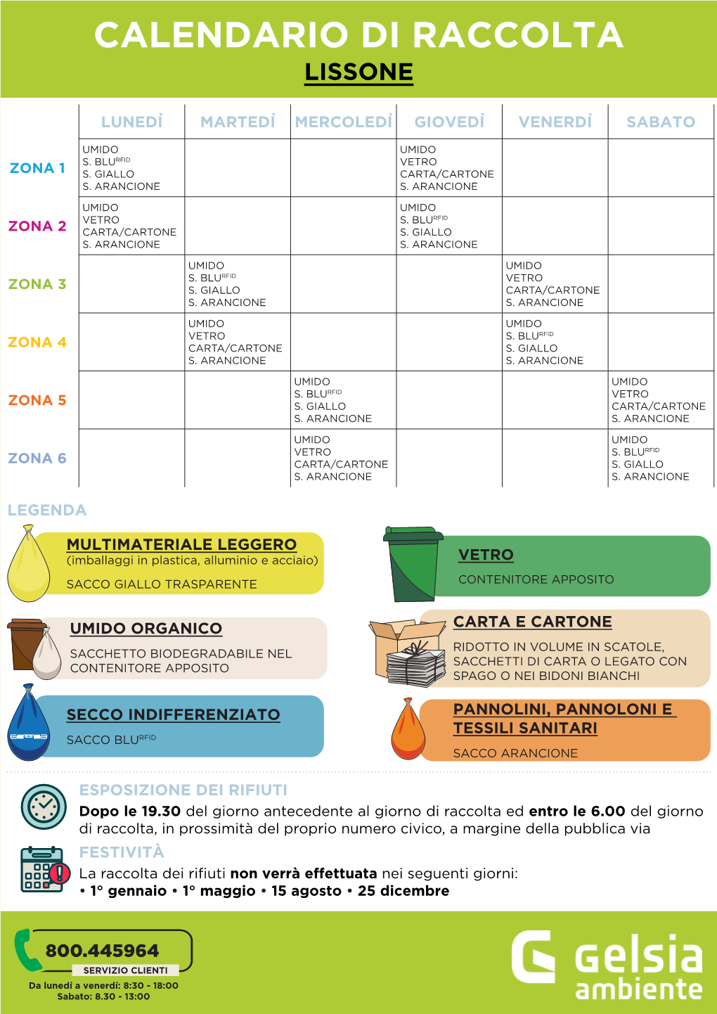 Calendario Di Raccolta Con Elenco Vie Per Zona