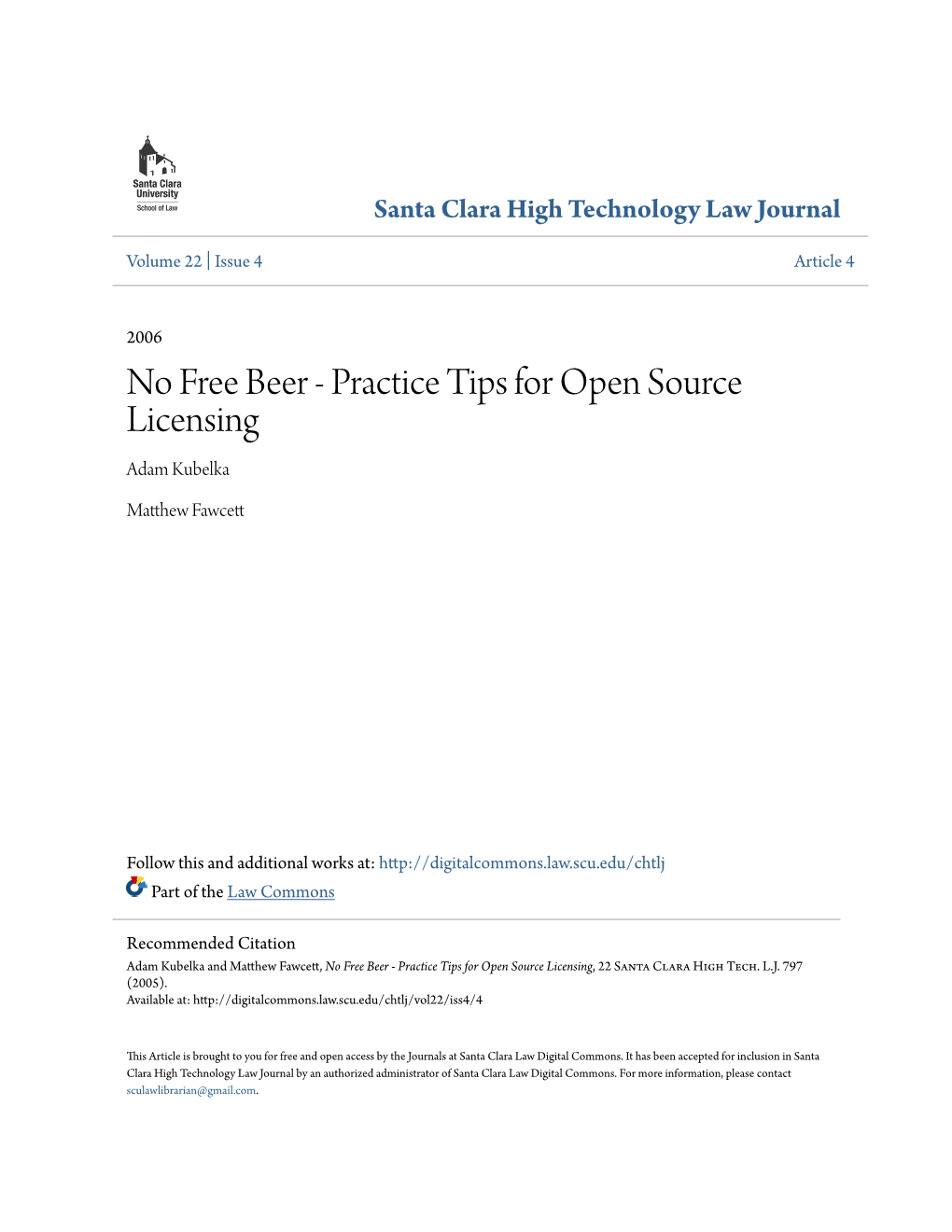 Practice Tips for Open Source Licensing Adam Kubelka