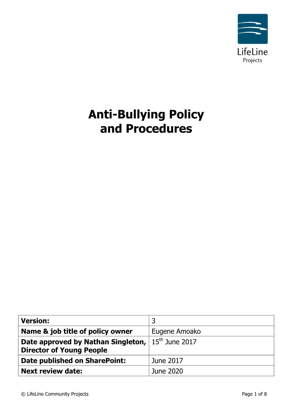 Anti-Bullying Policy and Procedures