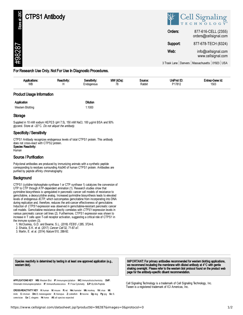 Datasheet CST 98287